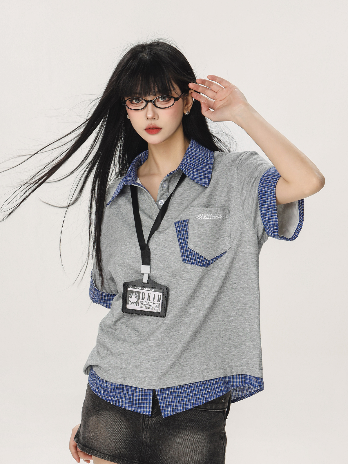 Women's Summer Fake Two-Piece Short Sleeve T-Shirt - American Style Beer Team Captain Polo Top in Niche Design Women's Summer Fake Two-Piece Short Sleeve T-Shirt - American Style Beer Team Captain Polo Top in Niche Design