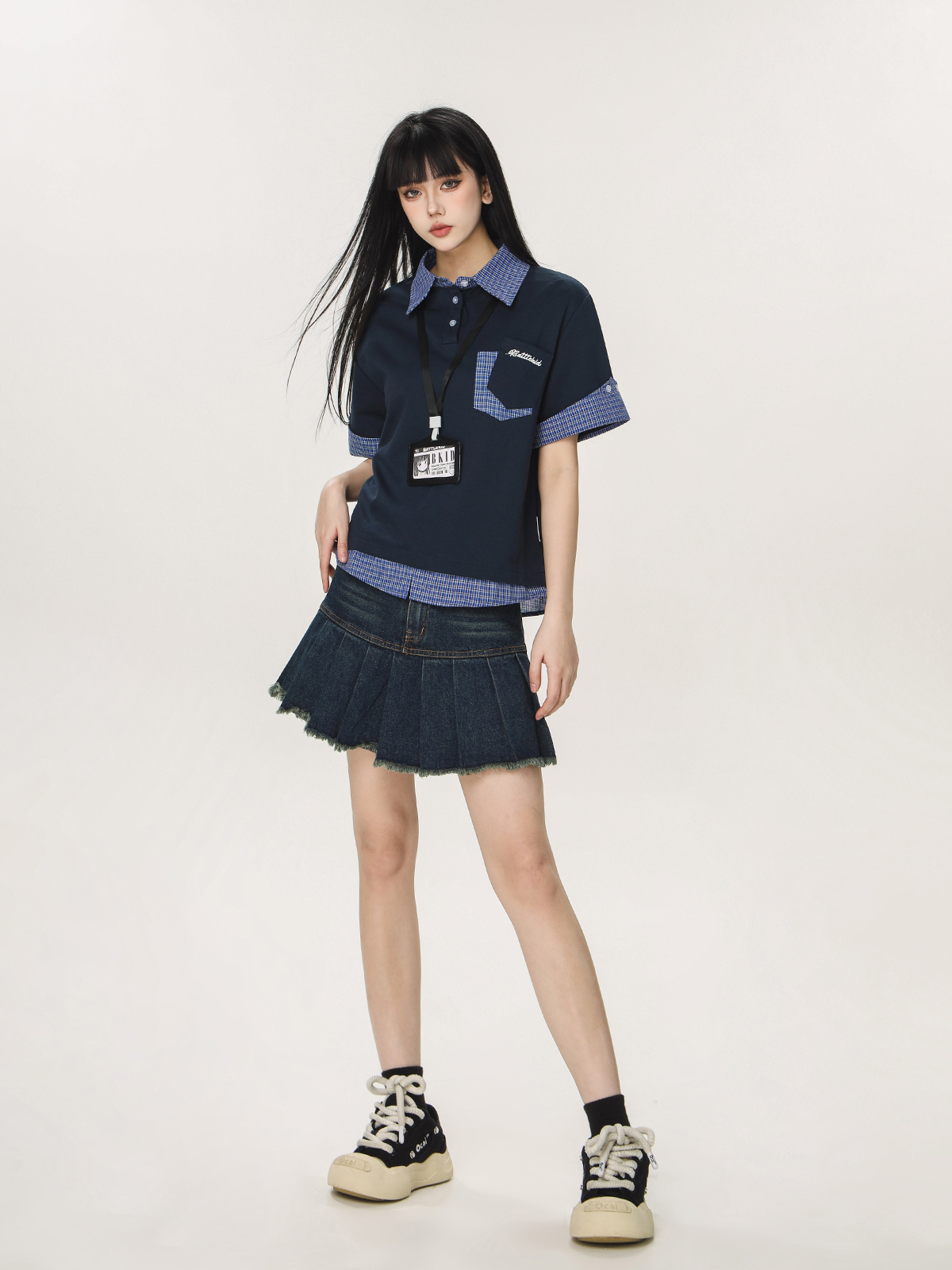 Women's Summer Fake Two-Piece Short Sleeve T-Shirt - American Style Beer Team Captain Polo Top in Niche Design Women's Summer Fake Two-Piece Short Sleeve T-Shirt - American Style Beer Team Captain Polo Top in Niche Design