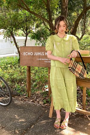 Women's Summer French Lace Flared Midi Skirt - Vintage Cloud Design, Lightweight Linen for Vacation Style