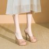 Women's Summer High Heel Platform Slippers in Bean Paste Color - Sexy Thin Heels for Outdoor Style 2025