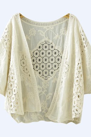 Women's Summer Lace Top and Skirt Set, Short Knitted Cardigan for Sun Protection, Stylish Lightweight Outerwear