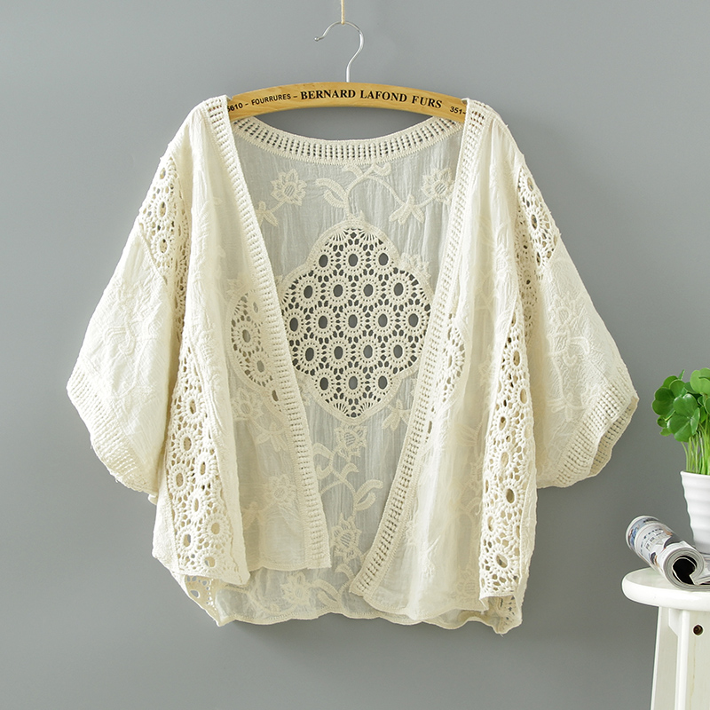 Women's Summer Lace Top and Skirt Set, Short Knitted Cardigan for Sun Protection, Stylish Lightweight Outerwear Women's Summer Lace Top and Skirt Set, Short Knitted Cardigan for Sun Protection, Stylish Lightweight Outerwear