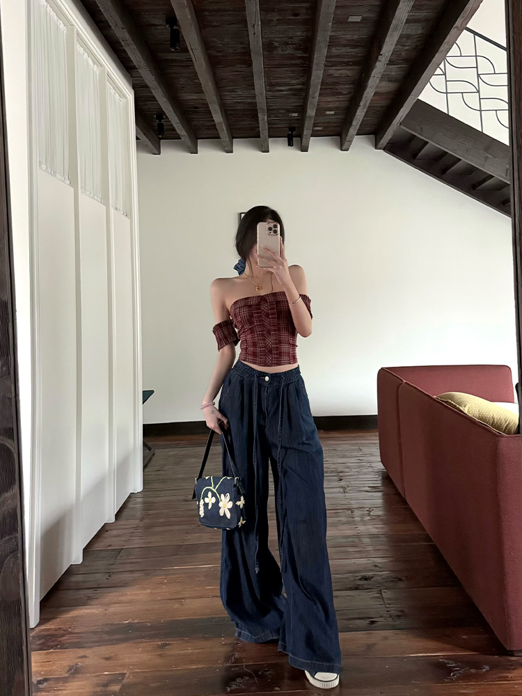 Women's Summer Loose High-Waisted Wide-Leg Jeans - Lightweight Casual Style for Effortless Y2K Fashion Women's Summer Loose High-Waisted Wide-Leg Jeans - Lightweight Casual Style for Effortless Y2K Fashion