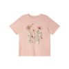 Women's Summer Loose Round Neck T-Shirt with Simple Embroidery Print - Trendy Short Sleeve Casual Top