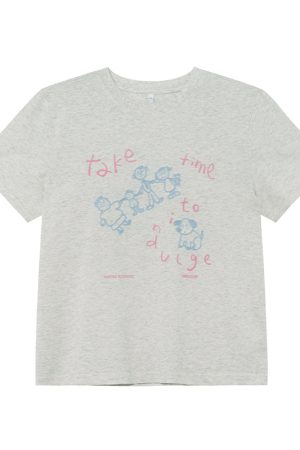 Women's Summer Loose Slim Fit Short Sleeve T-shirt with Original Letter Print and Chain Embroidery - Pure Cotton Casual Top