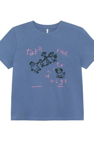 Women's Summer Loose Slim Fit Short Sleeve T-shirt with Original Letter Print and Chain Embroidery - Pure Cotton Casual Top