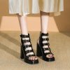 Women's Summer Platform Sandals 2025 - Hollow Design, Belt Buckle, Square Toe, Chunky Heel, Waterproof Roman Style High Heels