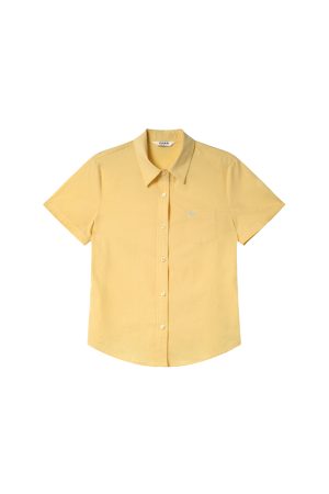 Women's Summer Short-Sleeve Shirt with Small Embroidery, Loose Fit, Slimming Design, High-End Casual Style