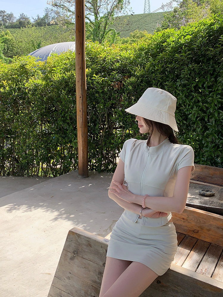 Women's Summer Short Sleeve Sun Protection Top and Bodycon Skirt Two-Piece Set - Stylish Y2K Fashion for Warm Weather Women's Summer Short Sleeve Sun Protection Top and Bodycon Skirt Two-Piece Set - Stylish Y2K Fashion for Warm Weather