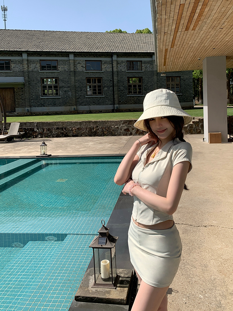 Women's Summer Short Sleeve Sun Protection Top and Bodycon Skirt Two-Piece Set - Stylish Y2K Fashion for Warm Weather Women's Summer Short Sleeve Sun Protection Top and Bodycon Skirt Two-Piece Set - Stylish Y2K Fashion for Warm Weather