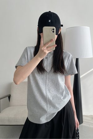 Women's Summer Short Sleeve T-Shirt – Pure Color Sun Grapefruit Design, Stylish White Top for Trendy Casual Looks