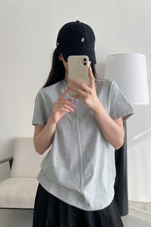 Women's Summer Short Sleeve T-Shirt â€“ Pure Color Sun Grapefruit Design, Stylish White Top for Trendy Casual Looks