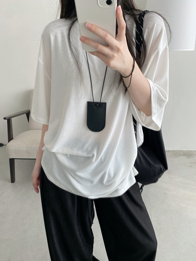 Women's Summer Solid Color Loose Round Neck Short Sleeve T-Shirt - Soft Versatile Sun Grapefruit Top for Casual Style Women's Summer Solid Color Loose Round Neck Short Sleeve T-Shirt - Soft Versatile Sun Grapefruit Top for Casual Style