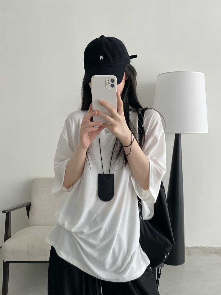 Women's Summer Solid Color Loose Round Neck Short Sleeve T-Shirt - Soft Versatile Sun Grapefruit Top for Casual Style Women's Summer Solid Color Loose Round Neck Short Sleeve T-Shirt - Soft Versatile Sun Grapefruit Top for Casual Style