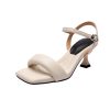 Women's Summer Strappy Sandals - Thin Heels, Genuine Soft Leather, Comfortable Sole, Stylish High Heels, Perfect for 90s & Y2K Fashion