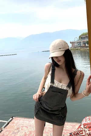 Women's Summer Vintage Embroidered Hollow Top with Spaghetti Straps - French Style, Letter Girl Design, Perfect for Y2K Fashion