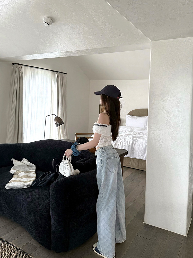 Women's Summer Vintage Laser Burned Floral Diamond Straight Leg Slim Fit Jeans - Trendy Y2K Inspired Denim for Effortless Style Women's Summer Vintage Laser Burned Floral Diamond Straight Leg Slim Fit Jeans - Trendy Y2K Inspired Denim for Effortless Style