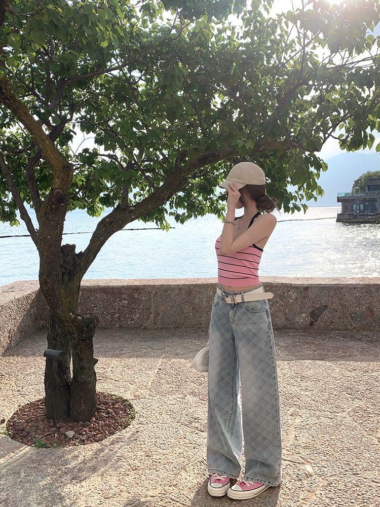 Women's Summer Vintage Laser Burned Floral Diamond Straight Leg Slim Fit Jeans - Trendy Y2K Inspired Denim for Effortless Style Women's Summer Vintage Laser Burned Floral Diamond Straight Leg Slim Fit Jeans - Trendy Y2K Inspired Denim for Effortless Style