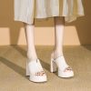 Women's Summer Waterproof Platform High-Heeled Sandals - Super High Peep-Toe One-Strap Thick-Soled Slippers for Stylish Looks