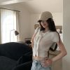 Women's Summer White Short Sleeve T-Shirt and Shawl Knitted Two-Piece Set, Lightweight, Holiday Fresh, Y2K Style