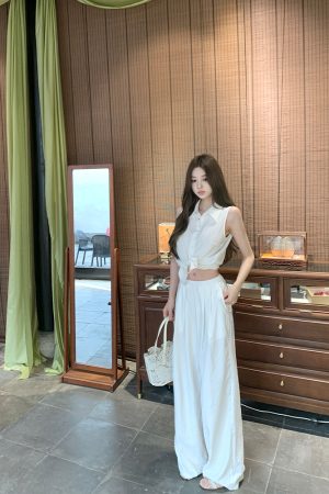 Women's Summer Wide-Leg Pants - Casual Mid-Waist Loose Fit in Thin Fabric for Easy Relaxed Style