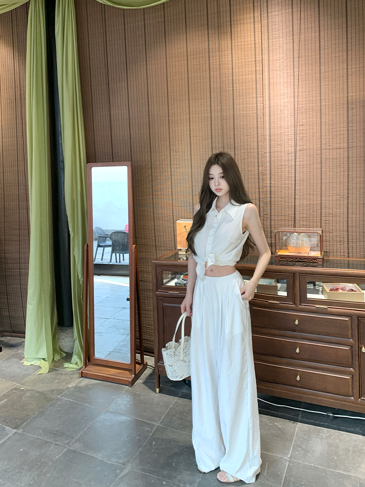 Women's Summer Wide-Leg Pants - Casual Mid-Waist Loose Fit in Thin Fabric for Easy Relaxed Style Women's Summer Wide-Leg Pants - Casual Mid-Waist Loose Fit in Thin Fabric for Easy Relaxed Style