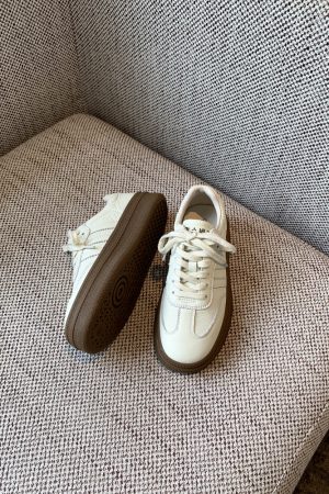 Women's Thick-Soled Lace-Up White Sneakers - Genuine Leather Casual Sports Shoes for Spring 2025, Perfect for Training and Everyday Wear