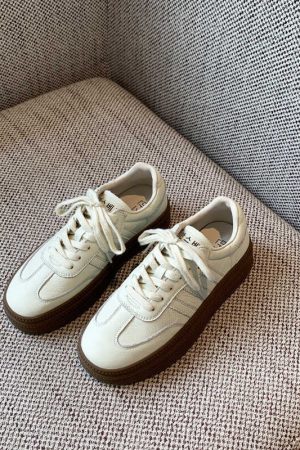 Women's Thick-Soled Lace-Up White Sneakers - Genuine Leather Casual Sports Shoes for Spring 2025, Perfect for Training and Everyday Wear