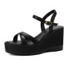 Women's Thick-Soled Wedge Open-Toe Sandals - 2025 Summer Waterproof High Heels in Cowhide - Stylish and Comfortable Footwear