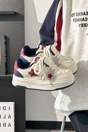 Women's Thick-Soled White Sneakers - Versatile Mesh Breathable Height-Increasing Trendy Shoes for Y2K Style