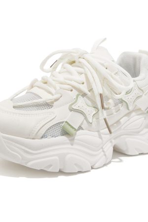 Women's Trendy Breathable Summer Sports Shoes - Thick-Soled Mesh Dad Sneakers, Soft Sole, Ins Style, Perfect for Casual Wear