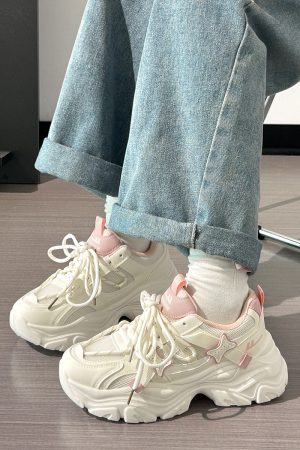 Women's Trendy Breathable Summer Sports Shoes - Thick-Soled Mesh Dad Sneakers, Soft Sole, Ins Style, Perfect for Casual Wear