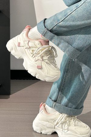 Women's Trendy Breathable Summer Sports Shoes - Thick-Soled Mesh Dad Sneakers, Soft Sole, Ins Style, Perfect for Casual Wear