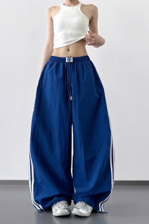 Women's Trendy Summer Wide-Leg Casual Pants with Drawstring - Loose Fit Hip-Hop Style Long Trousers for 2025