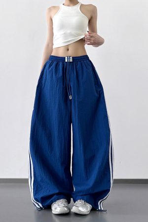 Women's Trendy Summer Wide-Leg Casual Pants with Drawstring - Loose Fit Hip-Hop Style Long Trousers for 2025