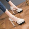Women's Ultra-High Heel One-Strap Chunky Heel Square-Toe Platform Shoes for Ceremonies & Runway - 2025 Trend
