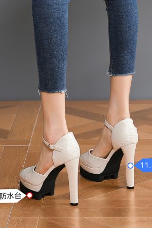 Women's Ultra-High Heel One-Strap Chunky Heel Square-Toe Platform Shoes for Ceremonies & Runway - 2025 Trend
