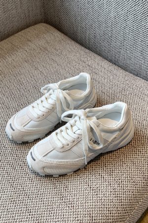 Women's Ultra-Light Breathable White Sneakers 2025 â€“ Summer Mesh Casual Jogging Shoes with Thick Sole for Comfort and Style