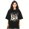 Womenâ€™s Vintage Blurry Portrait Print Short Sleeve T-Shirt - Summer Round Neck Loose Fit Couples Tee - 90s Inspired Fashion