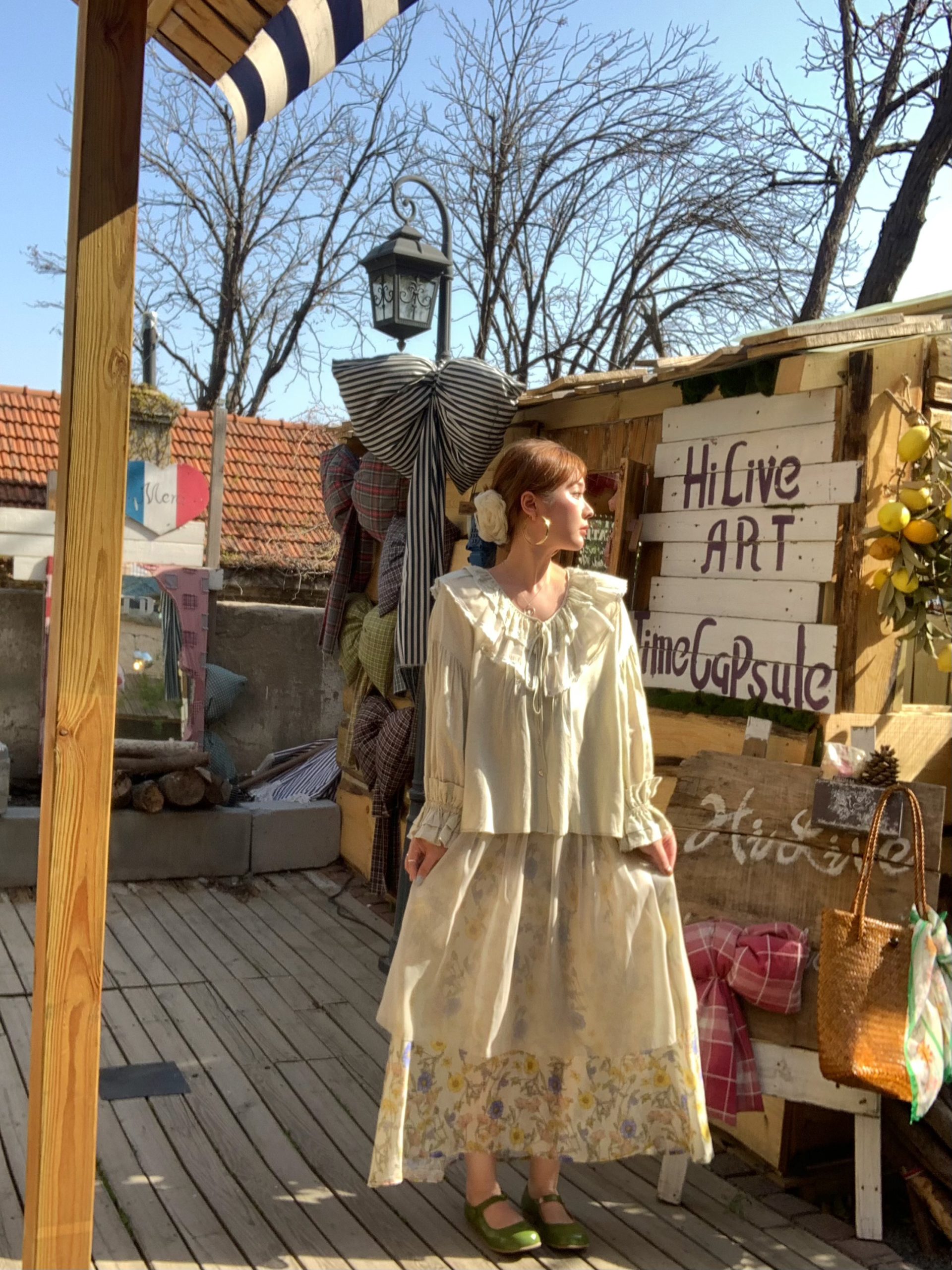 Women's Vintage Green Ruffled Linen Shirt and Floral A-Line Skirt Set - Summer Fashion, Boho Style, Perfect for 90s Inspired Looks Women's Vintage Green Ruffled Linen Shirt and Floral A-Line Skirt Set - Summer Fashion, Boho Style, Perfect for 90s Inspired Looks