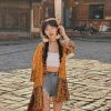 Women's Vintage Printed Cardigan for Thailand Travel - Sun Protection Clothing for Beach Outings and Casual Outfits