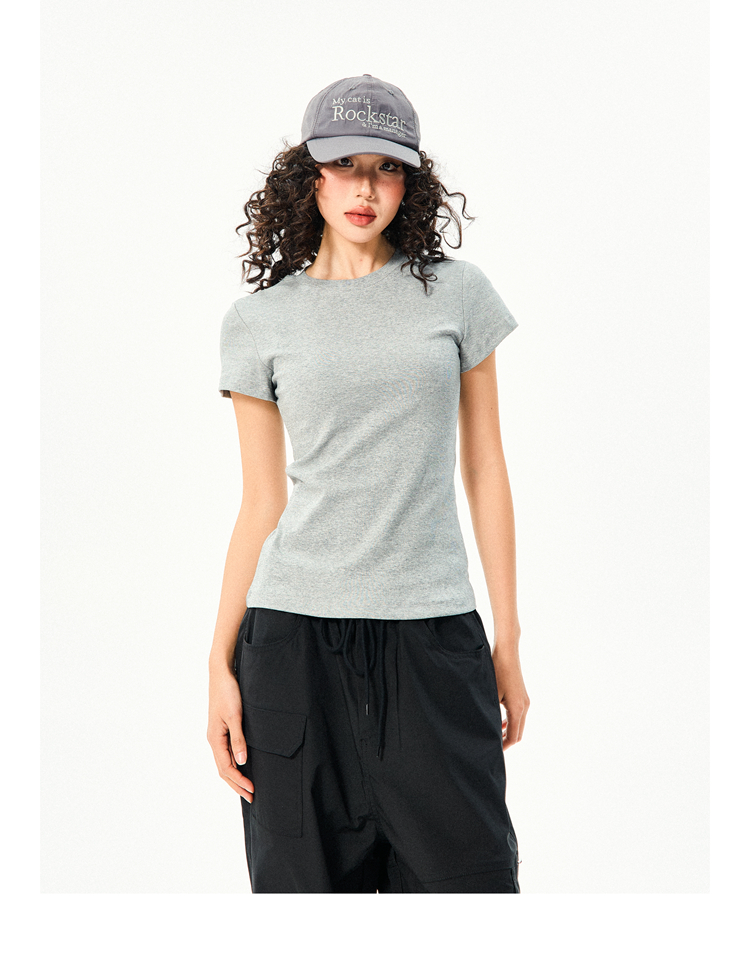 Women’s Vintage Slim Fit Crop Top - Basic Versatile Solid Color Short Sleeve T-Shirt for Summer Casual Style Women’s Vintage Slim Fit Crop Top - Basic Versatile Solid Color Short Sleeve T-Shirt for Summer Casual Style