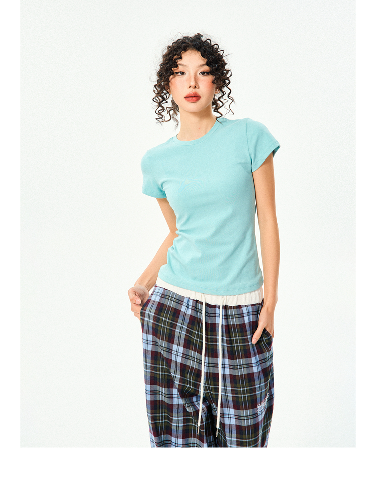 Women’s Vintage Slim Fit Crop Top - Basic Versatile Solid Color Short Sleeve T-Shirt for Summer Casual Style Women’s Vintage Slim Fit Crop Top - Basic Versatile Solid Color Short Sleeve T-Shirt for Summer Casual Style