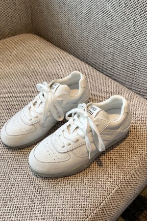 Women's White Genuine Leather Sneakers - Retro 2025 Training Shoes, Lightweight Thick Sole, Non-Slip Casual Sports Footwear