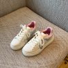 Women's White Lace-Up Sneakers - Comfortable Thick-Soled Genuine Leather Casual Footwear for Spring 2025 - Versatile Student Style