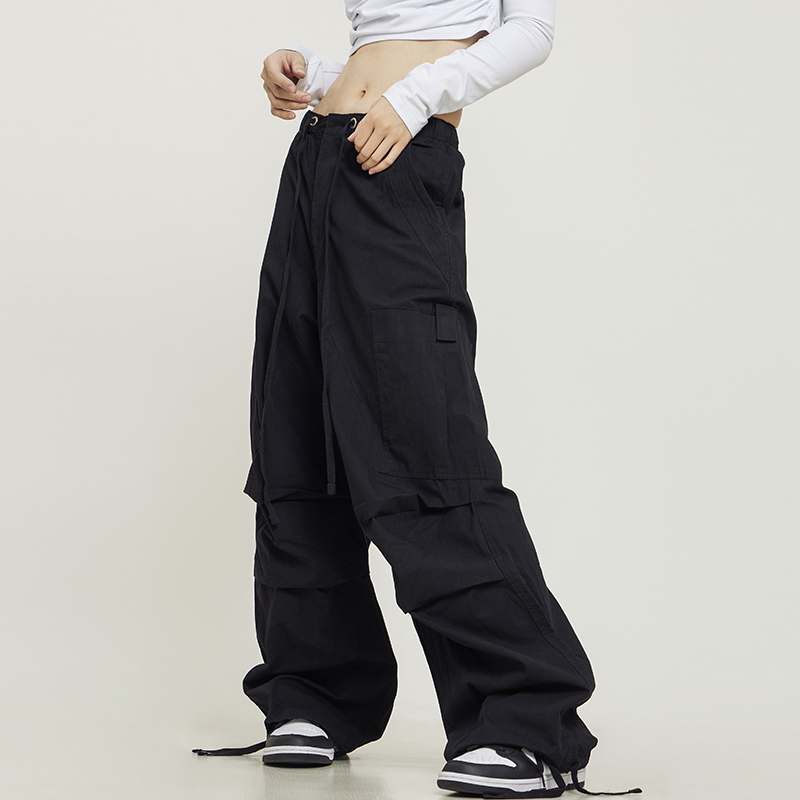 Women's White Loose Casual Paratrooper Pants - Unisex Wide-Leg Straight Trousers - Y2K Inspired Fashion Women's White Loose Casual Paratrooper Pants - Unisex Wide-Leg Straight Trousers - Y2K Inspired Fashion