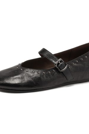 Women's White Mary Jane Shoes with Rivets, Soft Bottom Summer Flats, Hidden Height, Large Size 41-42, Stylish Comfort