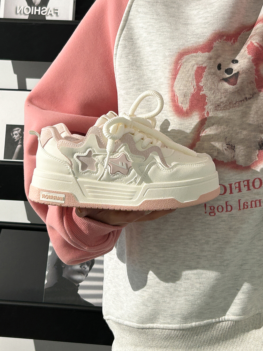 Women's White Thick-Soled Sneakers - Breathable Casual Skate Shoes for Spring Summer - Versatile Niche Fashion Footwear Women's White Thick-Soled Sneakers - Breathable Casual Skate Shoes for Spring Summer - Versatile Niche Fashion Footwear