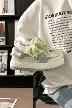 Women's White Thick-Soled Sneakers - Breathable Casual Skate Shoes for Spring Summer - Versatile Niche Fashion Footwear