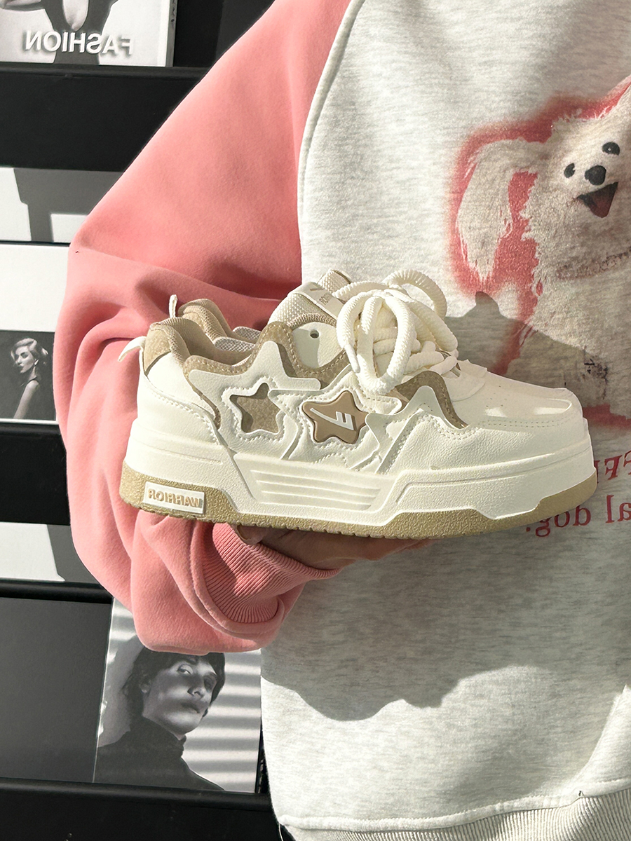 Women's White Thick-Soled Sneakers - Breathable Casual Skate Shoes for Spring Summer - Versatile Niche Fashion Footwear Women's White Thick-Soled Sneakers - Breathable Casual Skate Shoes for Spring Summer - Versatile Niche Fashion Footwear